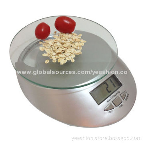 Digital Kitchen Scale with Low-battery/Overload Indication, 5kg/1g Maximum Capacity